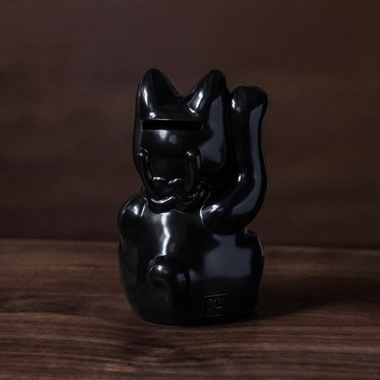 10cm 招財貓巴夫錢罌-黑色