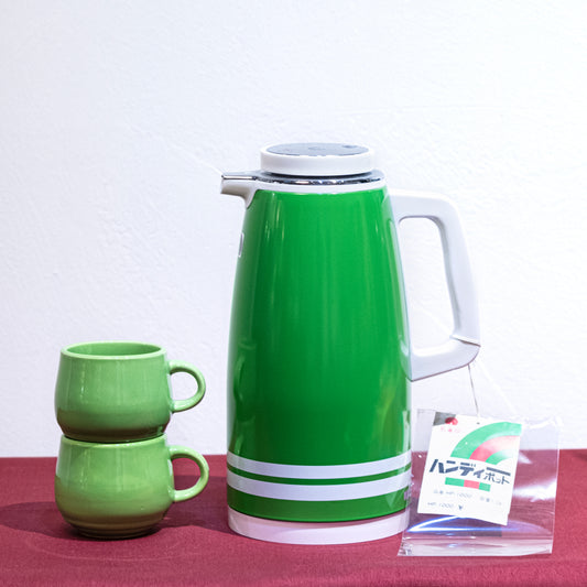日本孔雀牌 綠色玻璃膽保溫瓶連水杯